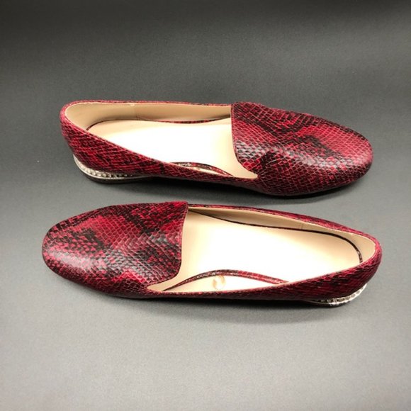 Zara  Burgundy Snakeskin Women's Flats with Rhinestones - Picture 15 of 15